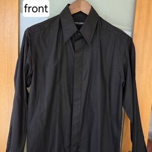 Dolce & Gabbana Men’s Black Dress Shirt 15¾ / 40 Hidden Placket French Cuff